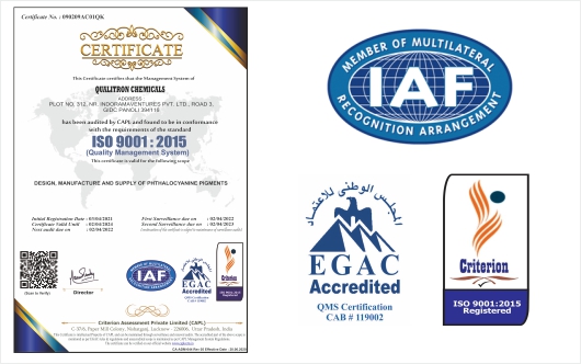 IAF and ISO 9001:2015 Certified Pigment Company India